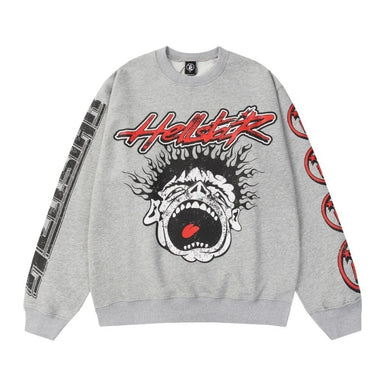 HELLSTAR ‘RECORDS CREWNECK HEATHER GRAY’