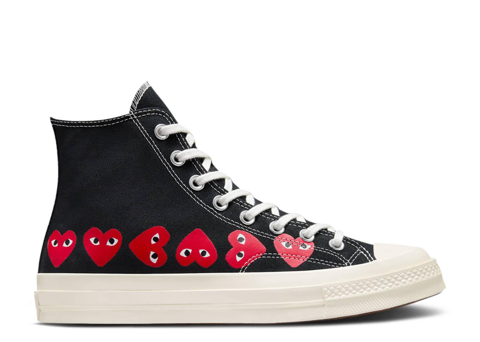 COMME DES GARÇONS PLAY X CHUCK 70 HIGH 'MULTI HEART - BLACK'